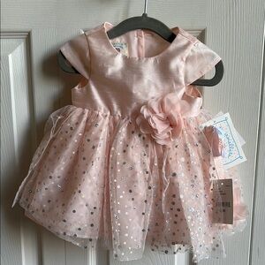Pink Baby Dress with Silver Accents